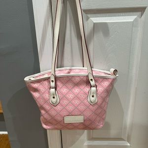 New Dooney & Bourke Tote: Pink , Green & Cream leather straps.